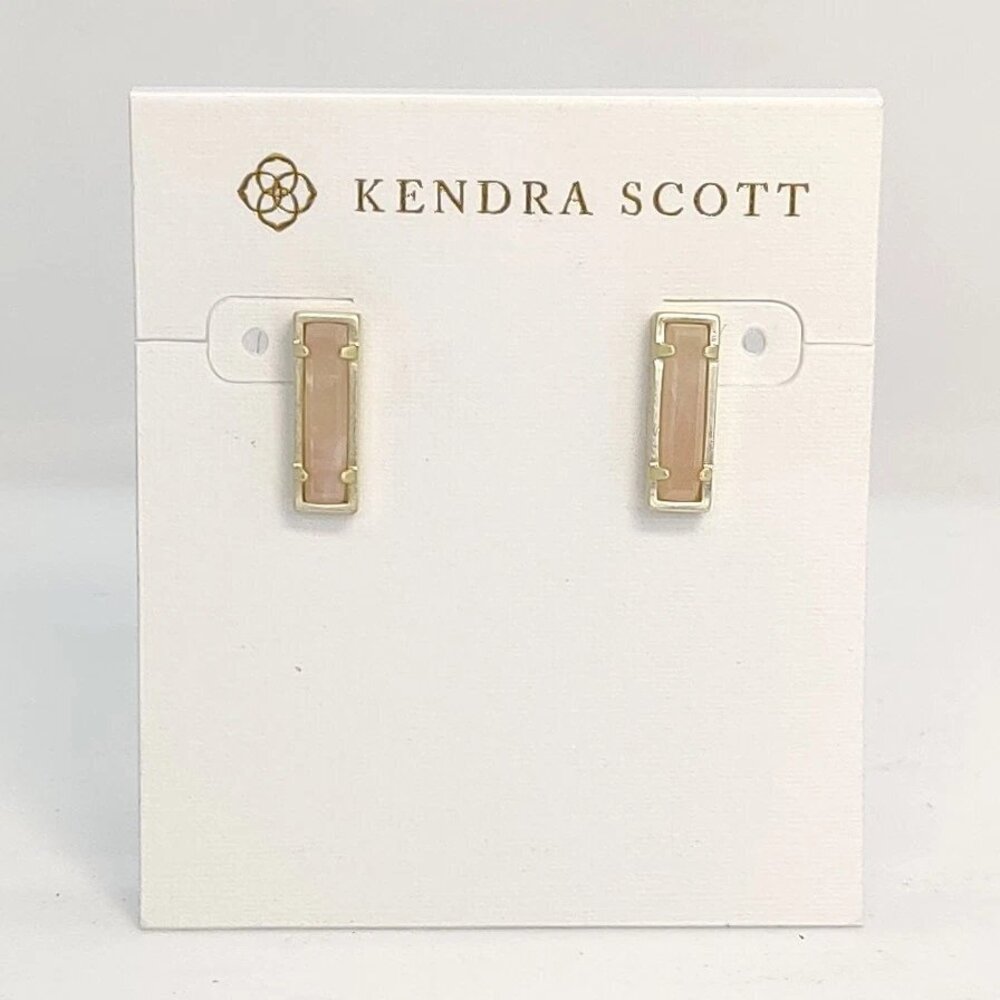 Kendra Scott Lady Matte Gold Stud Earrings In Rose Quartz